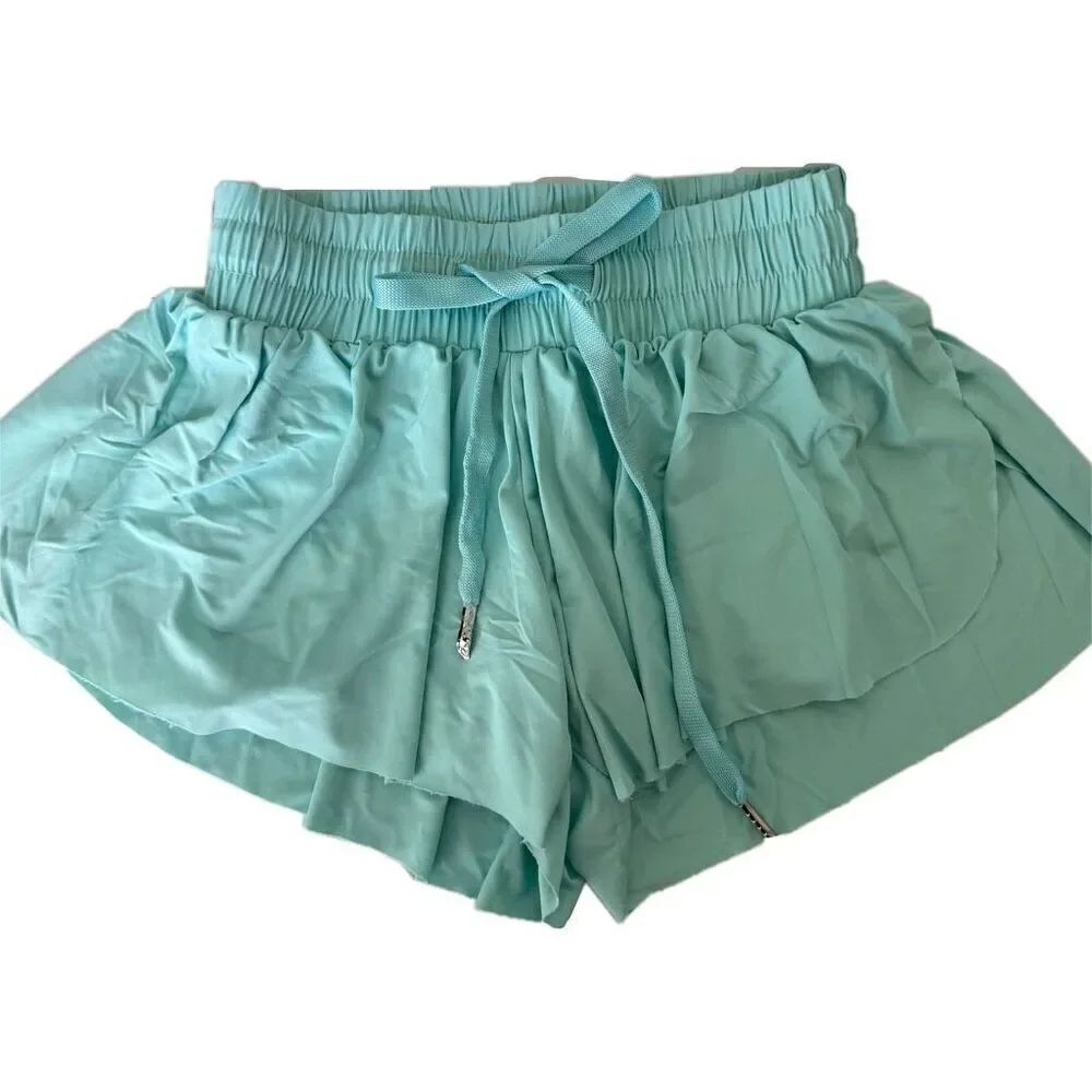 Little girls 3t toddler mint green pull on built in biker shorts flowy summer ac